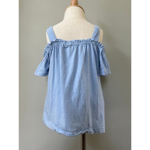 Girls Soft Blue Off the Shoulder Halter Top Shirt Blouse | 7 For All Mankind | 6 - Picture 3 of 5